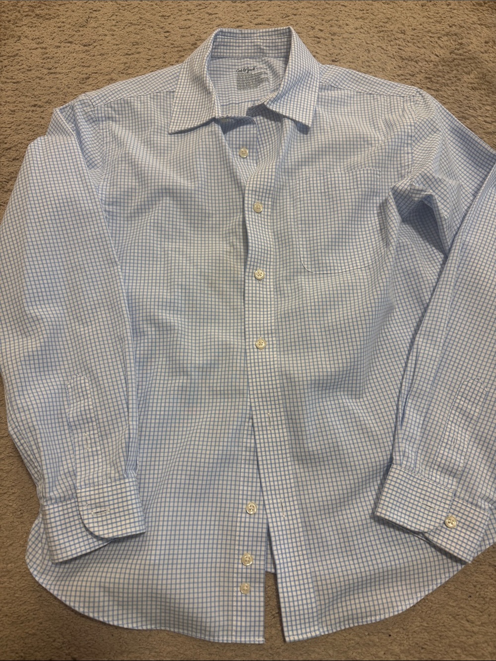 Cat & Jack Blue and White Check Long-Sleeve Dress Shirt